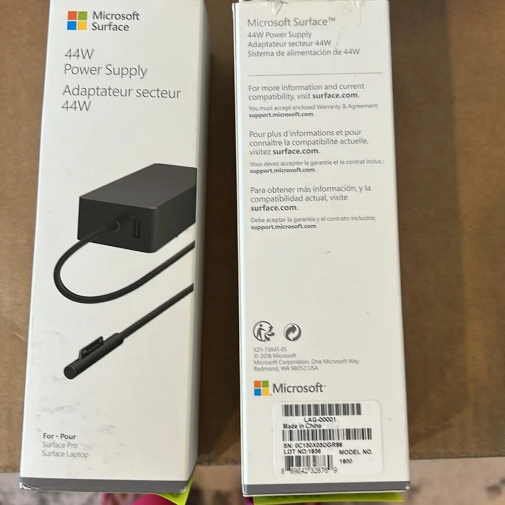 Microsoft Surface 44W charger. Two available. Listing is for ONE.